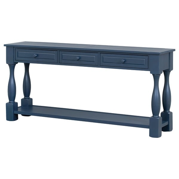 Long Extra-thick Sofa Table with Drawers and Shelf for Entryway