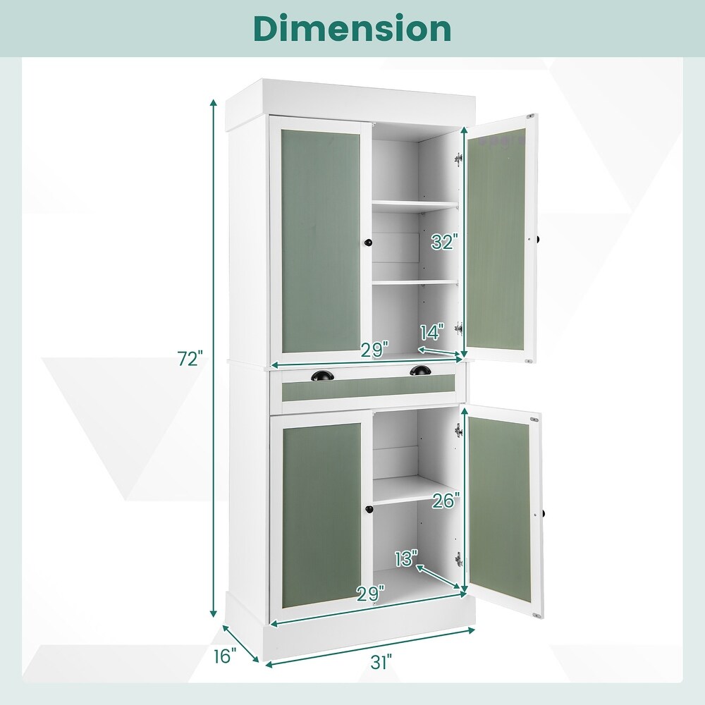 72'' Kitchen Buffet Hutch Pantry Cabinet Cupboard w/Adjustable Shelves