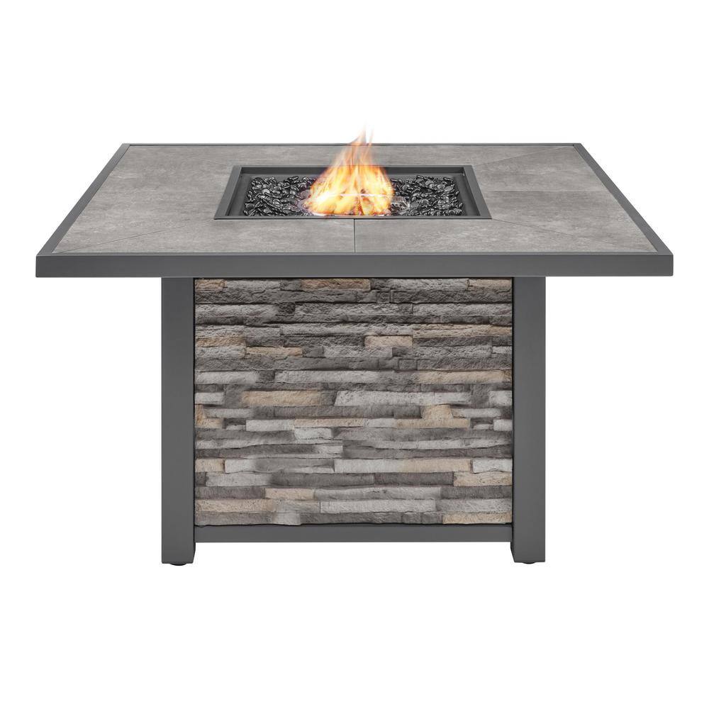 Home Decorators Collection Picanto 44.09 in. x 25.59 in. Square Steel Propane Gas Gray Fire Pit FHTS80289