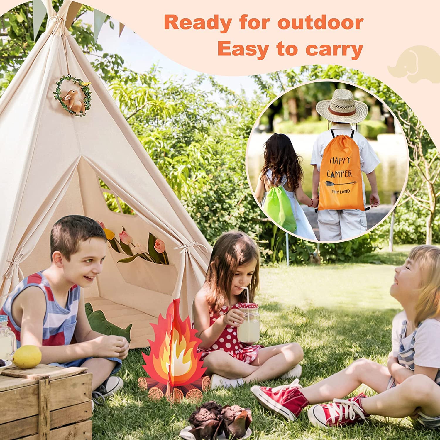 Kids Teepee Play Tent with Windows, Portable Children Toys for Kids Boys Girls Indoor and Outdoor Play