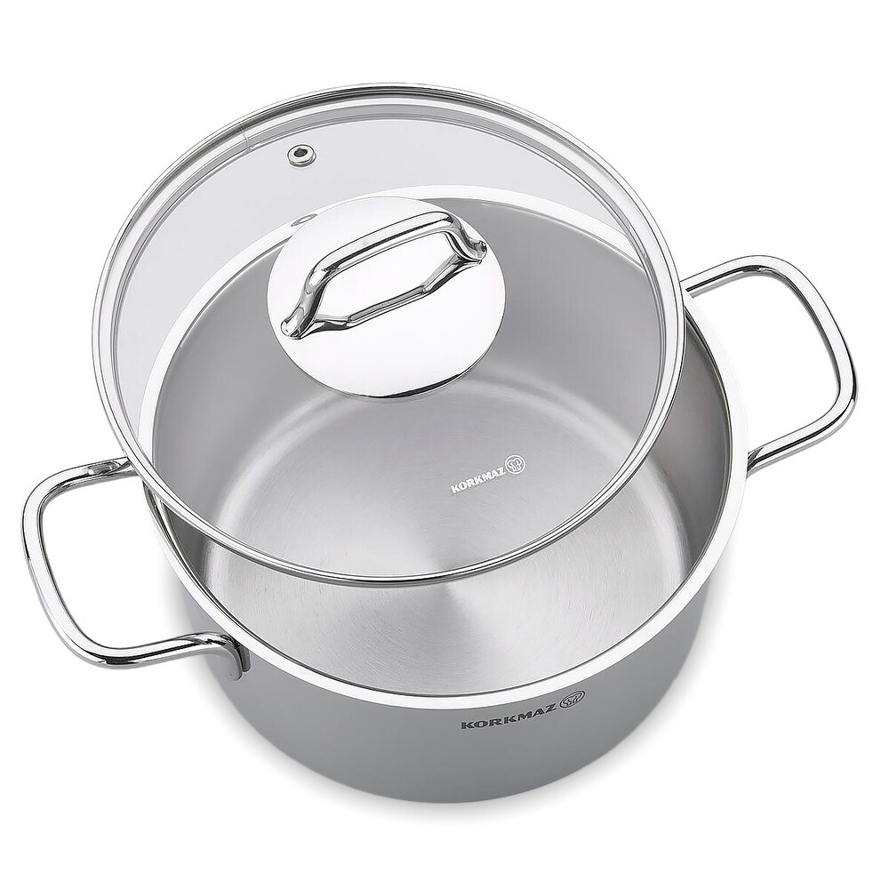 2 Piece 5.5 Liter Stainless Steel Casserole with Lid in Silver