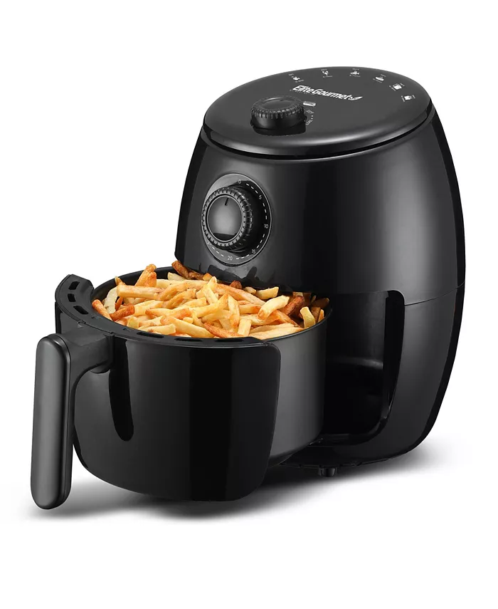 Elite Gourmet 2.1Qt. Compact Electric Hot Air Fryer with Timer and Temperature Controls 1000W