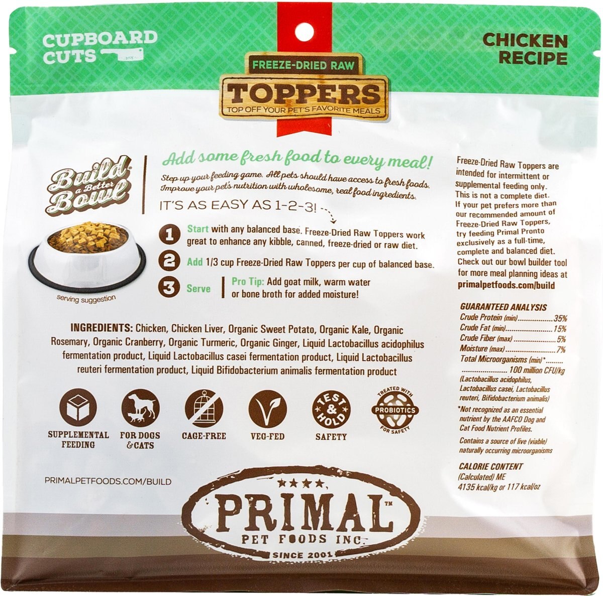 Primal Cupboard Cuts Chicken Grain-Free Freeze-Dried Raw Dog Food Topper