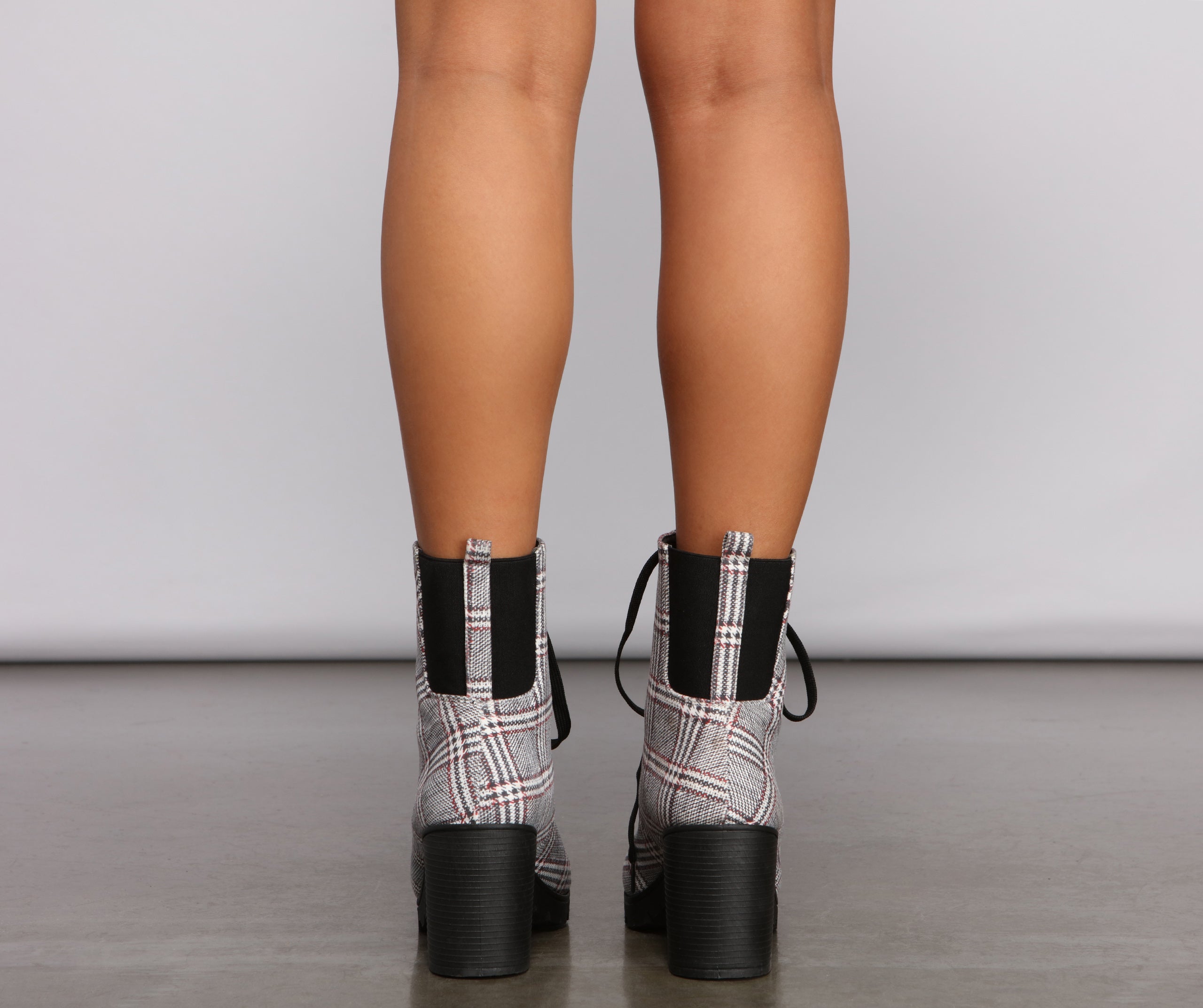 So Fab Plaid Lug Booties