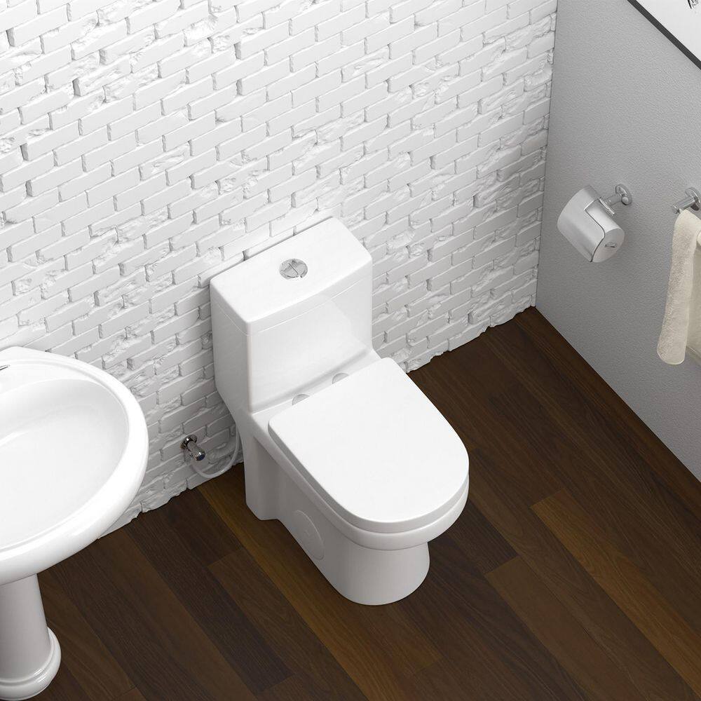 HOROW 1-piece 0.81.28 GPF Dual Flush Round Toilet in White with Durable UF Seat Included HR-0033U