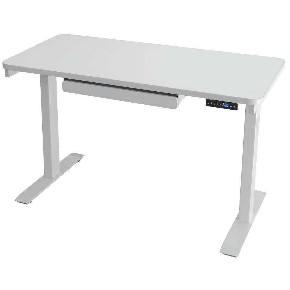 Motionwise 48 in. Rectangular White 1 Drawer Standing Desk with Adjustable Height Feature SDG48W