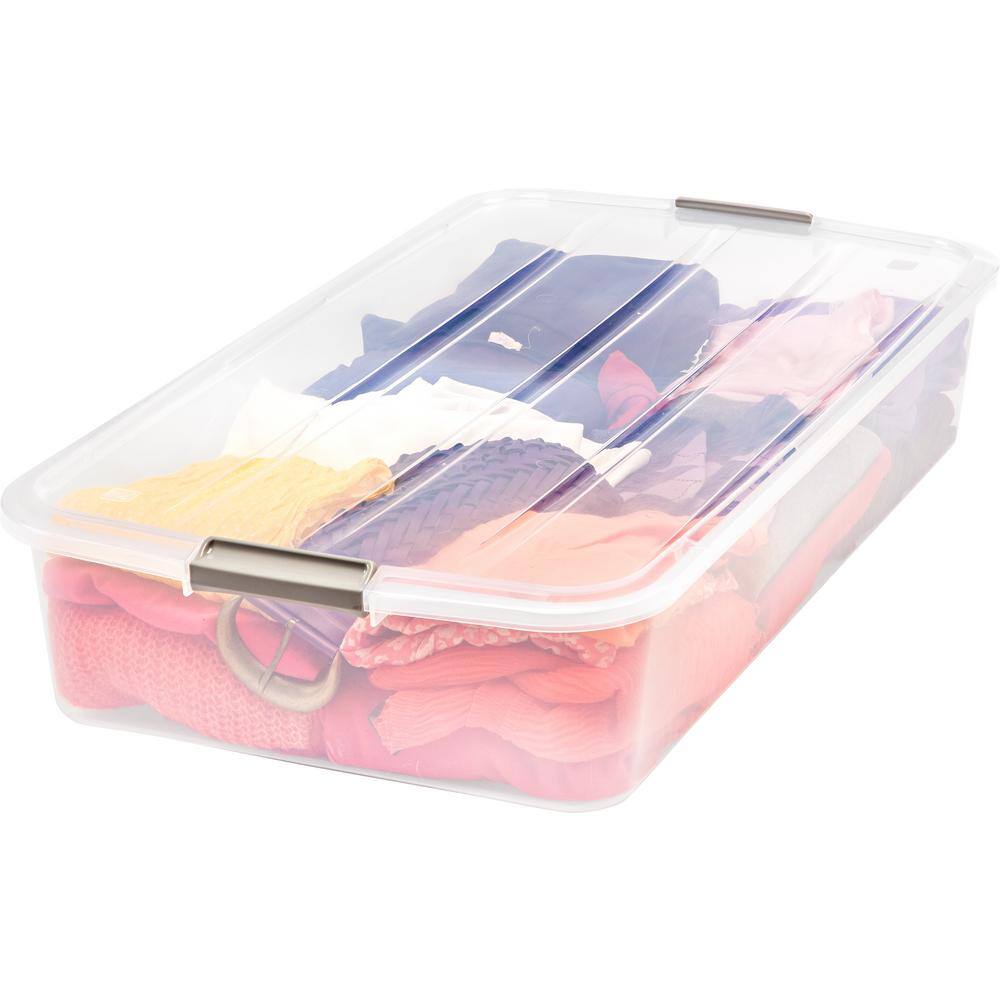 IRIS 50 Qt. Underbed Buckle Up Storage Box in Clear 100802