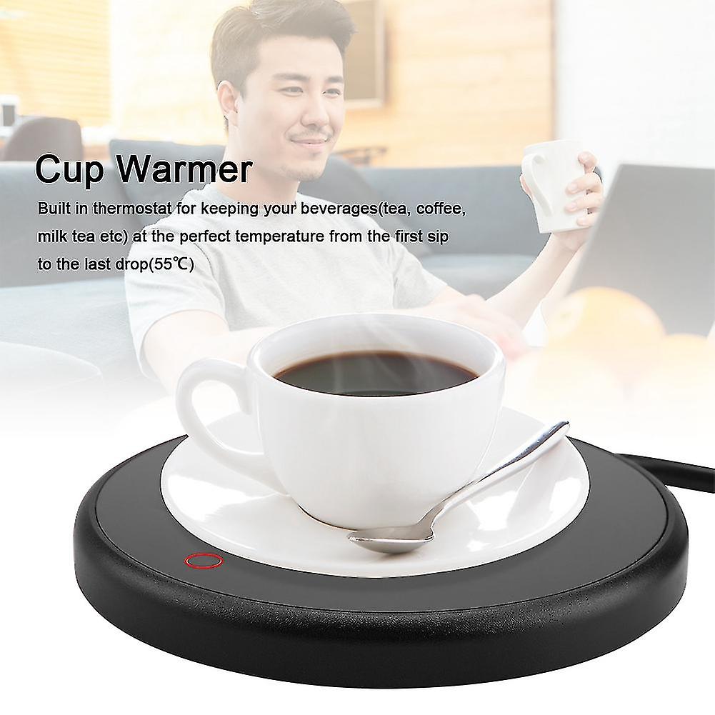 Electric Cup Warmer Pad Desktop Tea Coffee Milk Mug Heater Coaster Tray 220-240V(Black EU Plug)