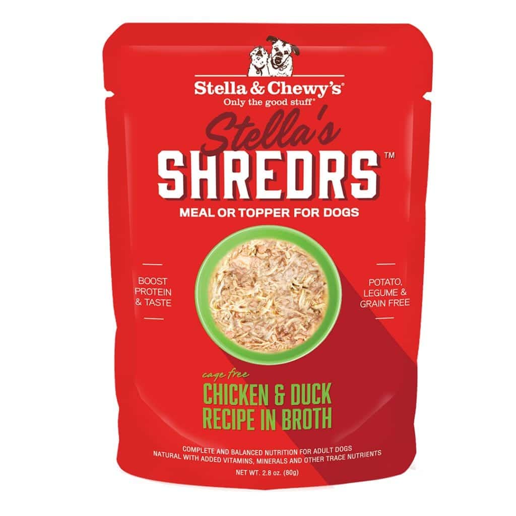 Stella  Chewys Shredrs Chicken  Duck in Broth Topper for Dogs