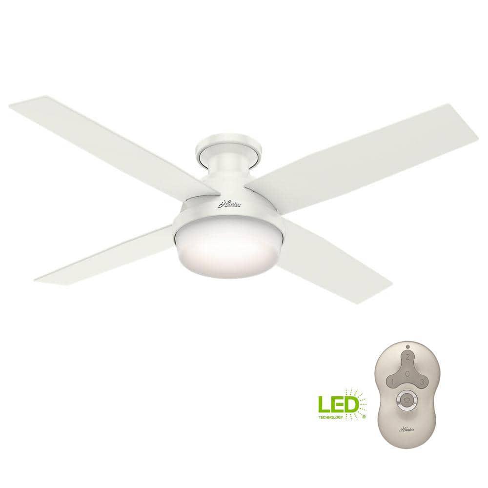 Hunter Dempsey 52 in Low Profile LED Indoor Fresh White Ceiling Fan with Universal Remote