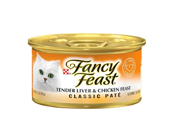 Purina Fancy Feast Classic Tender Liver  Chicken Feast Wet Cat Food， 3 oz. Can