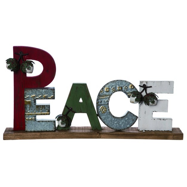 Transpac Wood 26 In Multicolor Christmas Peace Decor