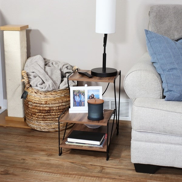 3-Tiered Accent Table with Faux Woodgrain Tabletops - 21