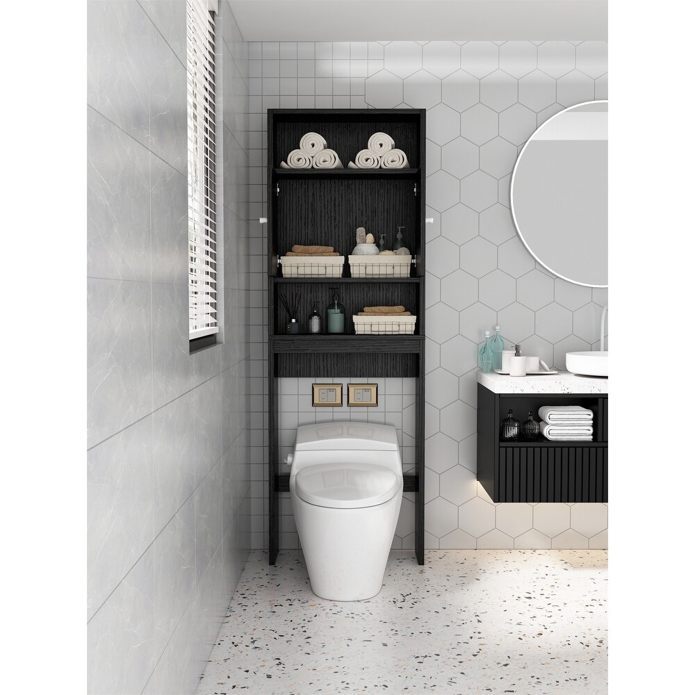 Toilet Paper Shelving Organizer Storage Cabinet Over the Toilet  Black