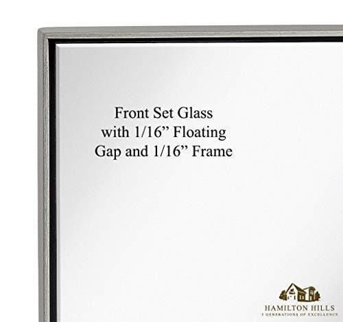 Squared Corner Deep Frame Brushed Metal Wall Mirror Silver (24