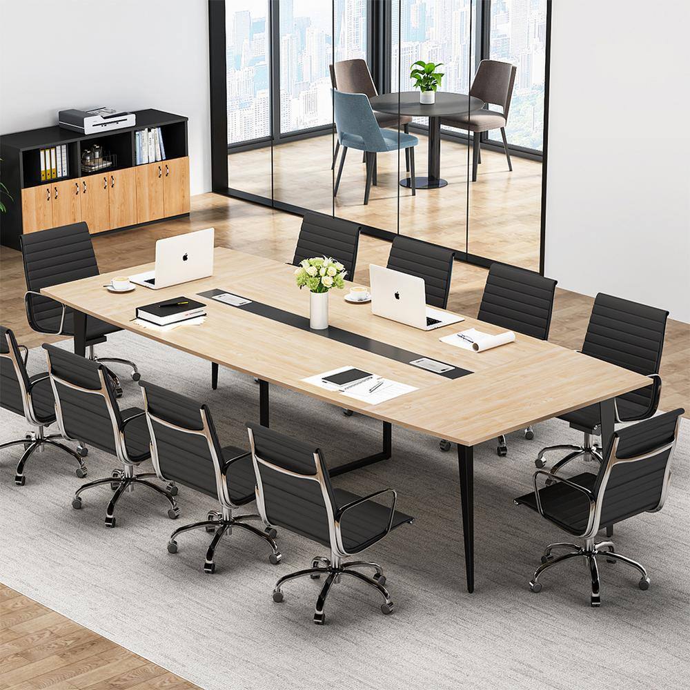 Tribesigns Cassey 94.4 in. Rectangle Walnut Engineered Wood Computer Desk Conference Table Meeting Seminar Table FFHD-C0271