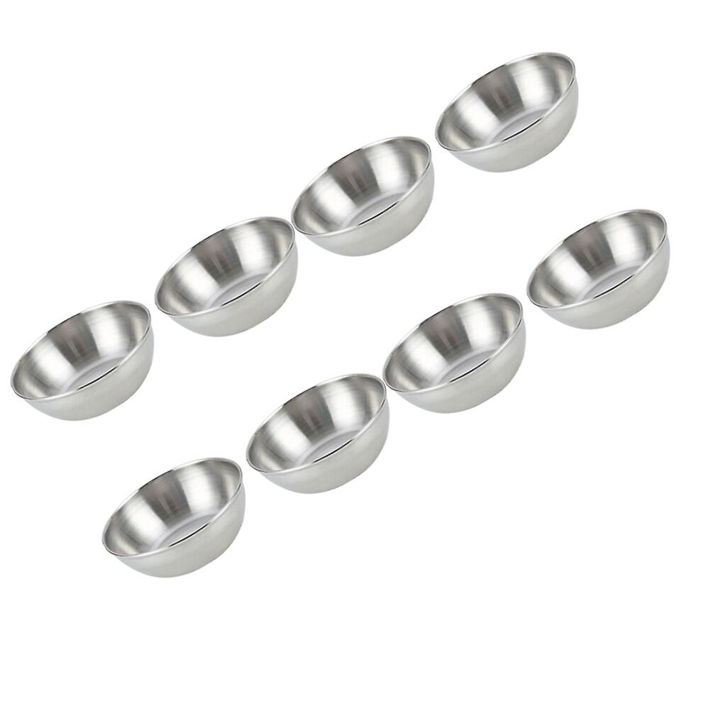 8pcs Stainless Steel Sauce Dishes Food Dipping Bowls Round Seasoning Dish Saucer Appetizer Plates For Restaurant Home (silver)