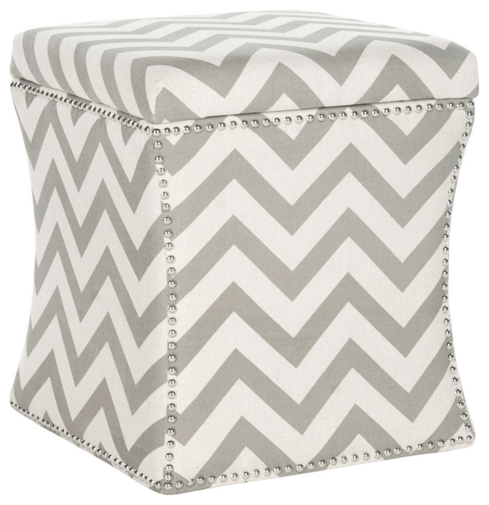 Lori Ottoman Nail Heads Gray/Zig Zag   Contemporary   Footstools And Ottomans   by V.S.D Furniture  Houzz