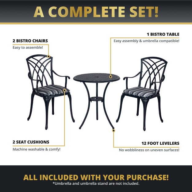 Kinger Home Ekta 3 piece Patio Bistro Set