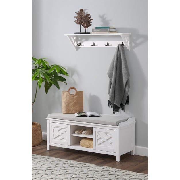 Middlebury Coat Hook With Storage Bench Hall Tree Set White Alaterre Furniture