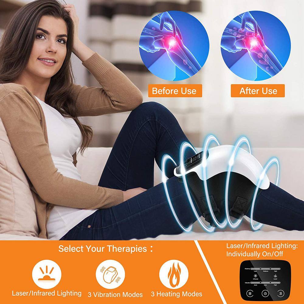 Aoibox Rechargeable Cordless Knee Massager with LED Screen Infrared Heat for Knee Joint Pain Injury Swelling and Stiffness SNMX5404