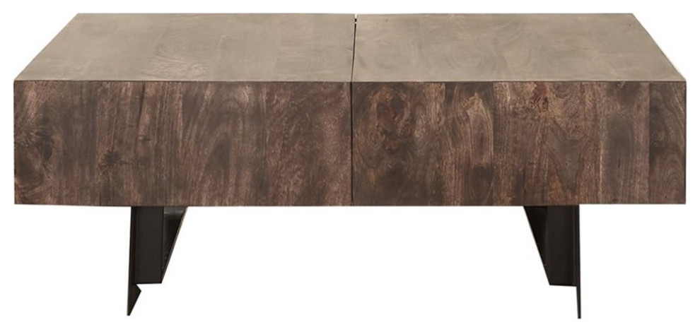 Mod Arte Glide Modern Hard Wood Coffee Table with Sliding Top in Gray/Olive   Industrial   Coffee Tables   by Homesquare  Houzz