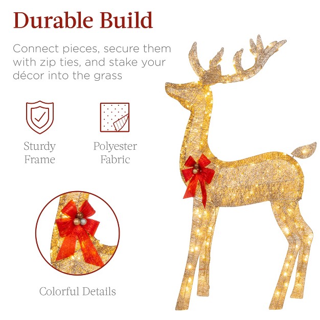 Best Choice Products 3 piece Lighted Christmas Deer Set Outdoor Yard Decoration With 360 Led Lights Stakes