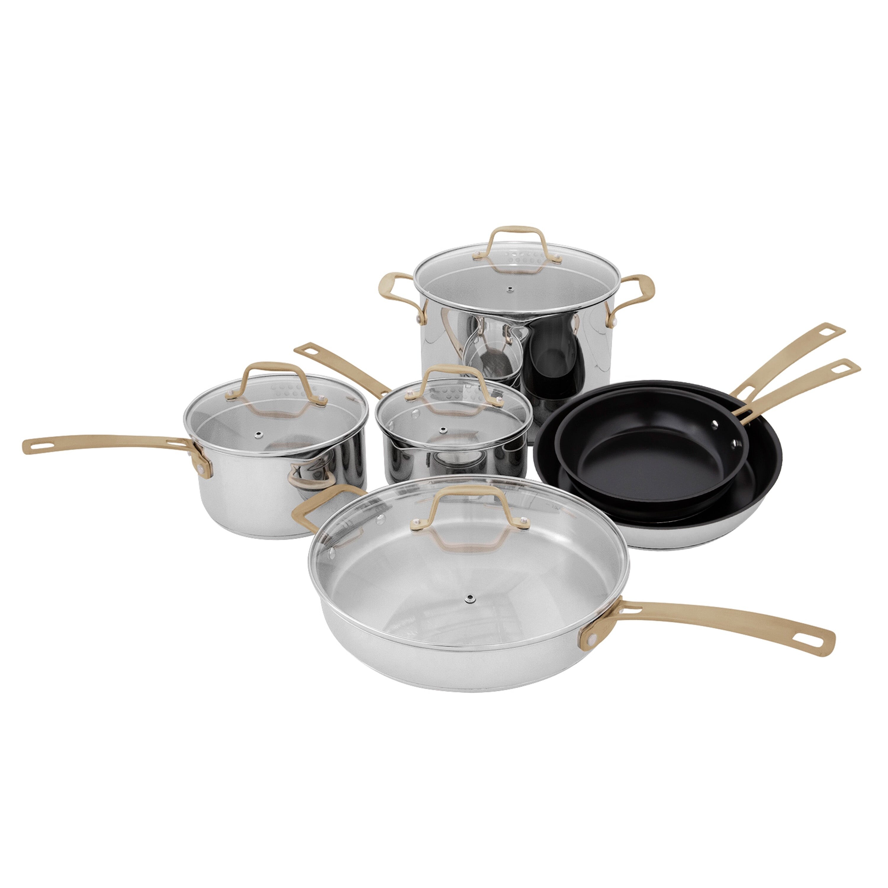 ZLINE 10-Piece Non-Toxic Stainless Steel and Nonstick Ceramic Cookware Set (CWSETL-NS-10)