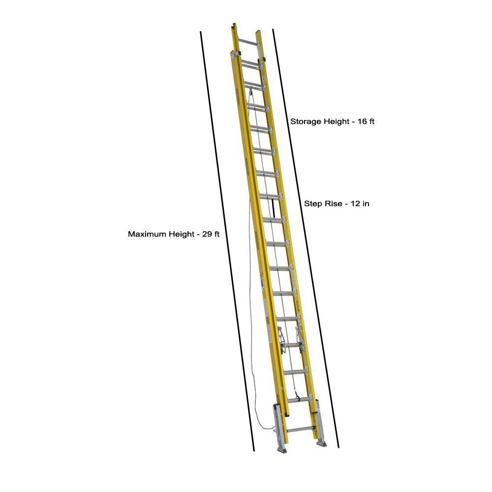 Werner 32 ft. Fiberglass D-Rung Leveling Extension Ladder with 375 lb. Load Capacity Type IAA Duty Rating D7132-2LV