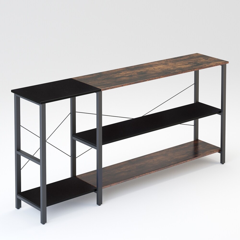 Rustic Brown Retro Black Linen Console Table  Easy Iron   MDF Assembly