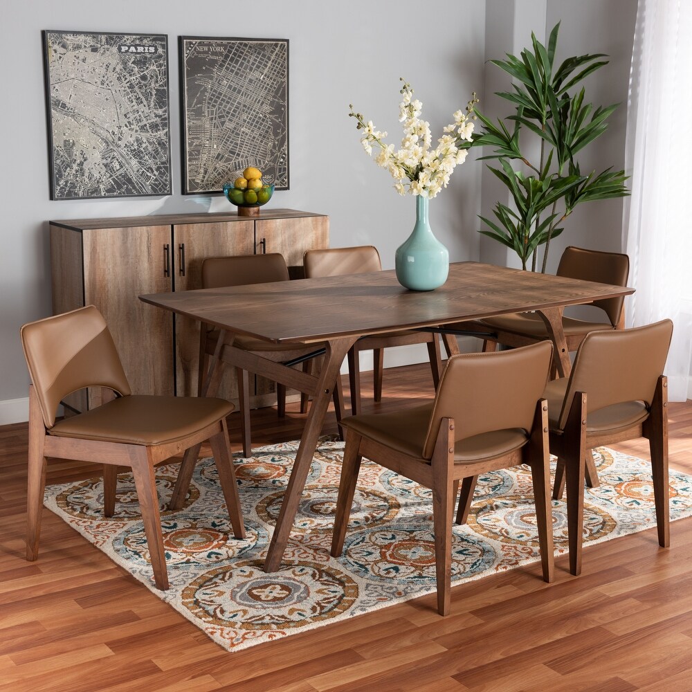 Afton Mid Century Modern 7 Piece Dining Set