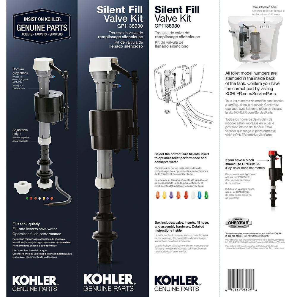 KOHLER Silent Fill Toilet Valve Kit GP1138930