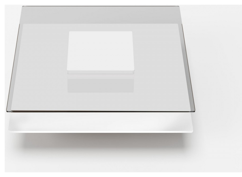 Modrest Clarion White and Clear Glass Coffee Table   Contemporary   Coffee Tables   by Vig Furniture Inc.  Houzz