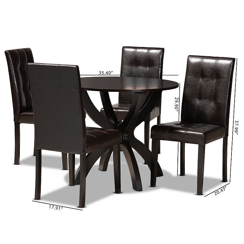 Baxton Studio Elira Dark Brown 5-Piece Dining Set