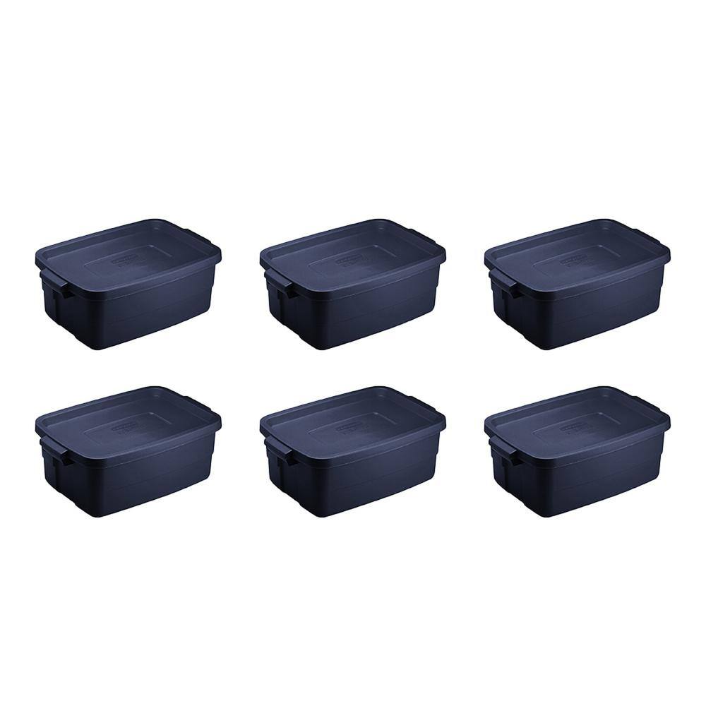 Rubbermaid Roughneck 3 Gal. Rugged Storage Tote Container Blue (6-Pack) RMRT030016-6pack