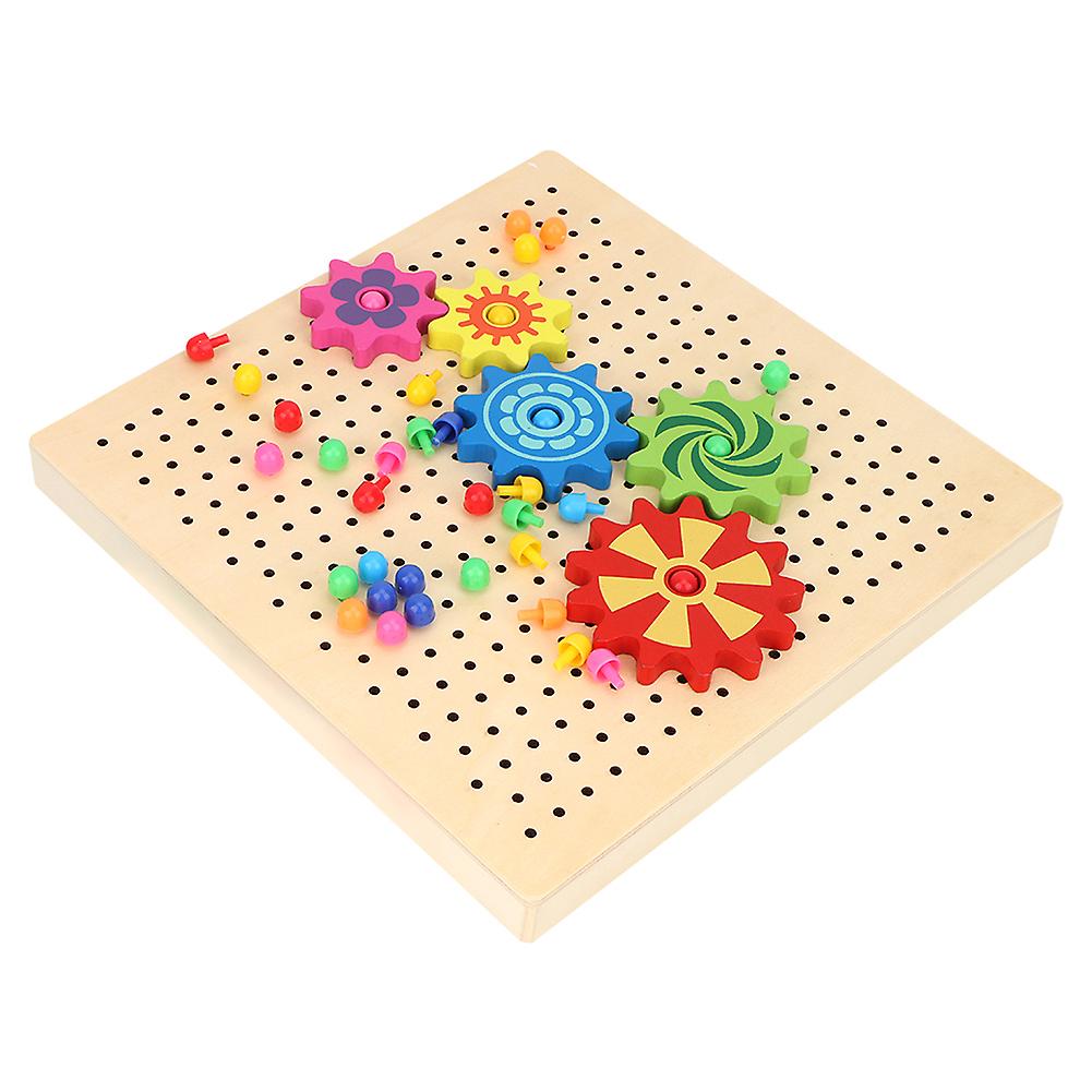 Wooden Peg Board Game Diy Mushroom Nails Jigsaw Puzzle Preschool Educational Toy