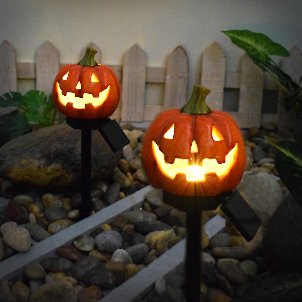 4 Pack Halloween Pumpkin Pathway Solar Lights， Orange Yard Stake String Lights Halloween Outdoor Decorations， Waterproof Led Pumpkin Halloween Dcor Wa