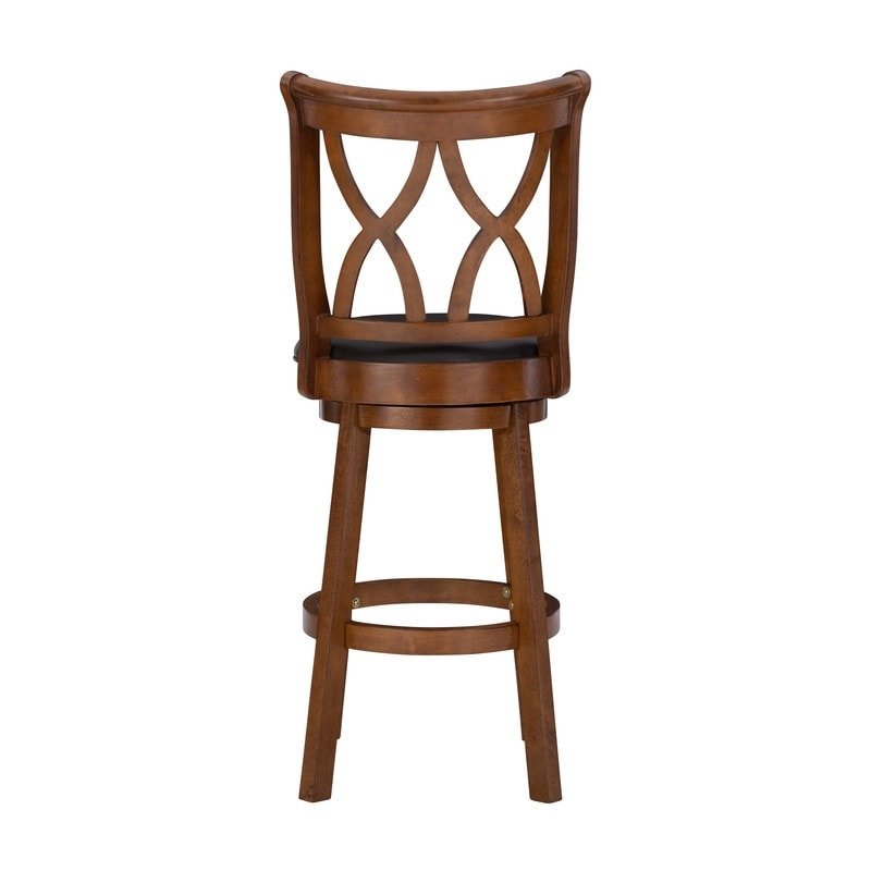 Carmen Big   Tall Rustic Oak Swivel Barstool with Faux Leather Seat