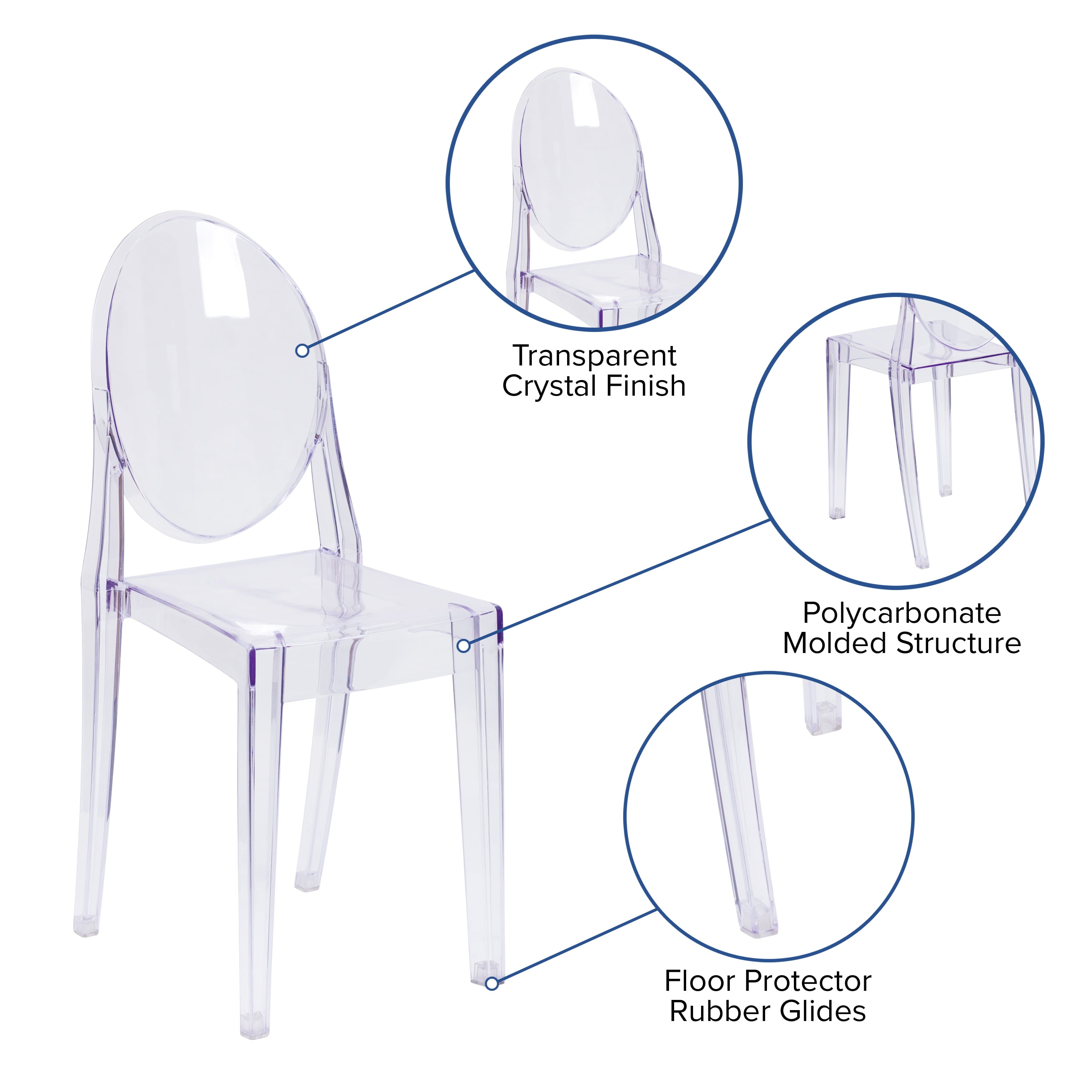 Flash Furniture Cheryl Ghost Side Chair in Transparent Crystal