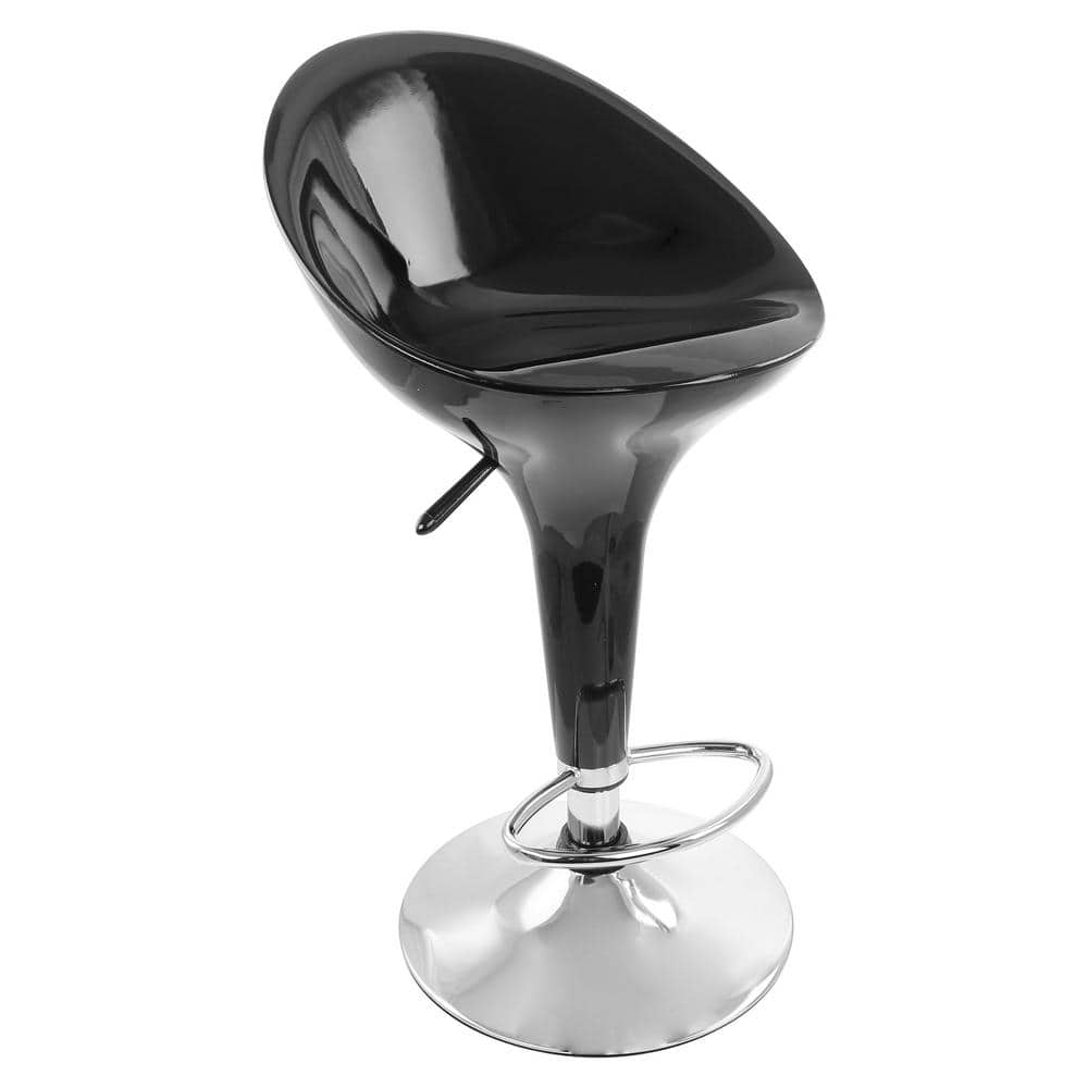 Elama 2-Piece Modern Bombo Adjustable 30.31 in. Bar Stool in Black with Chrome Base 985116247M