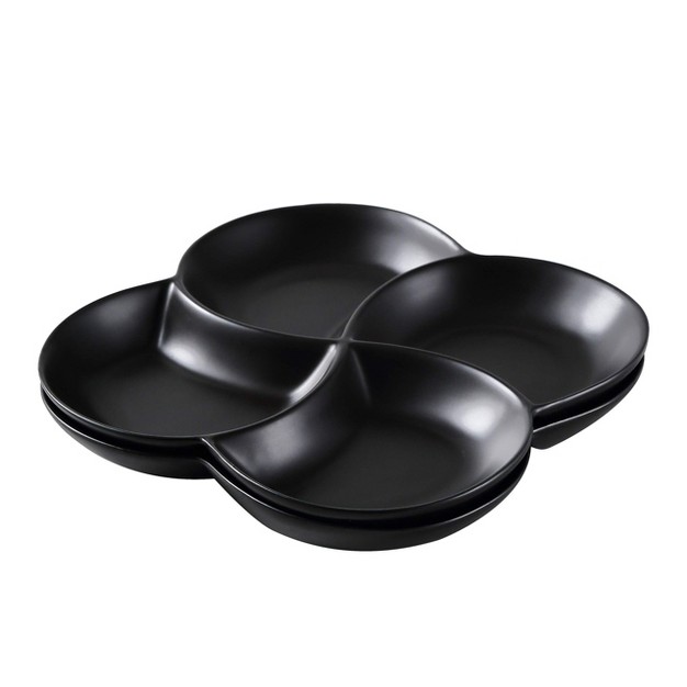 Bruntmor 8 5 x27 x27 Ceramic 4 section Stackable Serving Tray Black Set Of 2