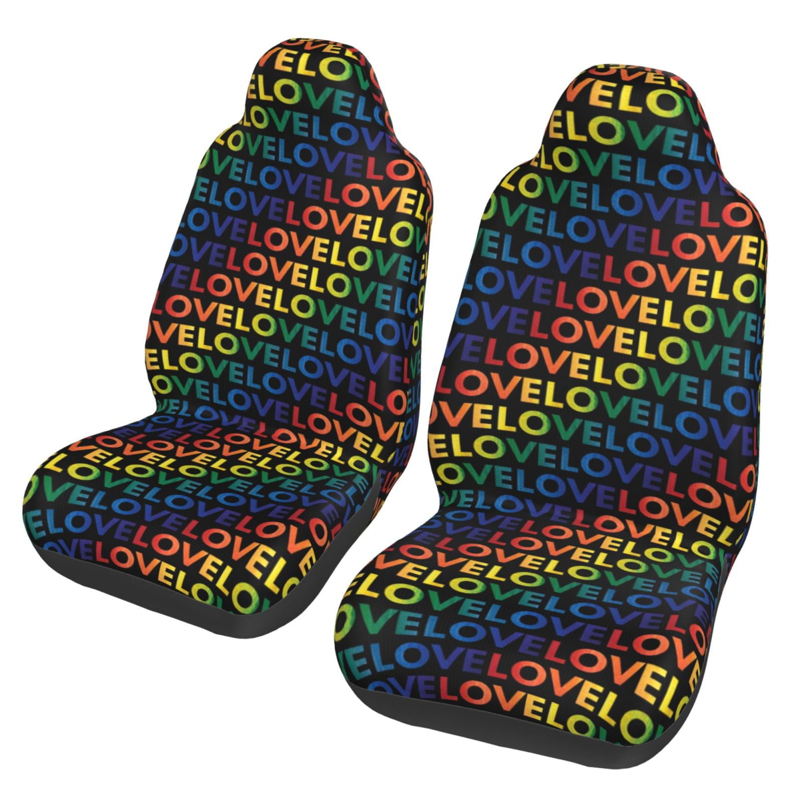 TEQUAN Front Seat Covers， Rainbow Lgbt Pride Pattern 2 Piece Car Seat Cover Fit Most Car SUV Truck Van