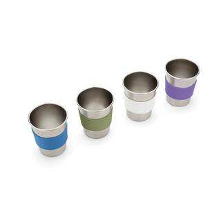 RED ROVER Stainless Steel Cups 10 oz. White Blue Green Purple (Set of 4) 20056