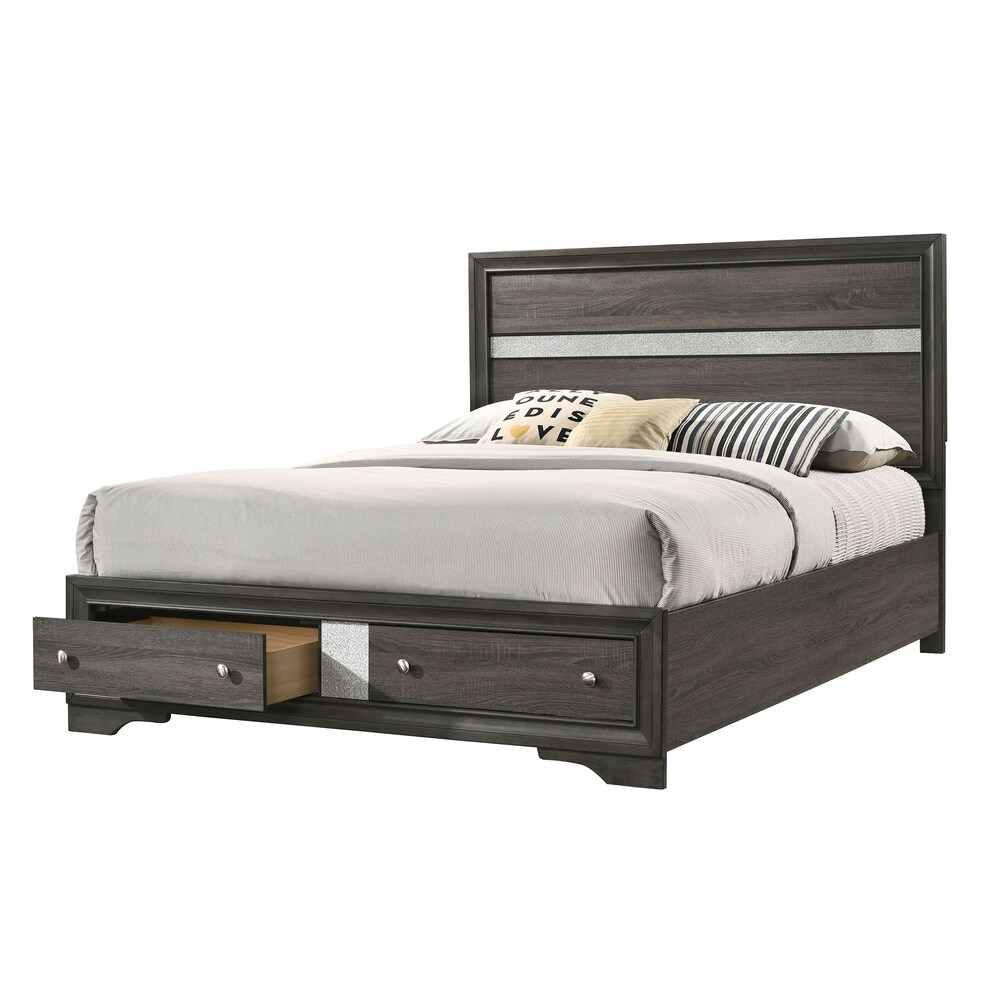 Bara Contemporary Grey Solid Wood 2 Piece Storage Platform Bedroom Set by Furniture of America