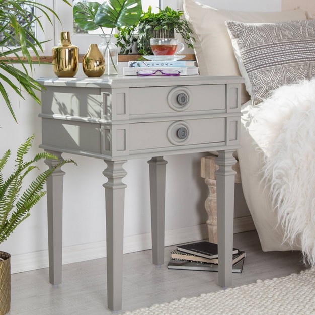 Irving Side Table With 2 Drawers Gray Finch