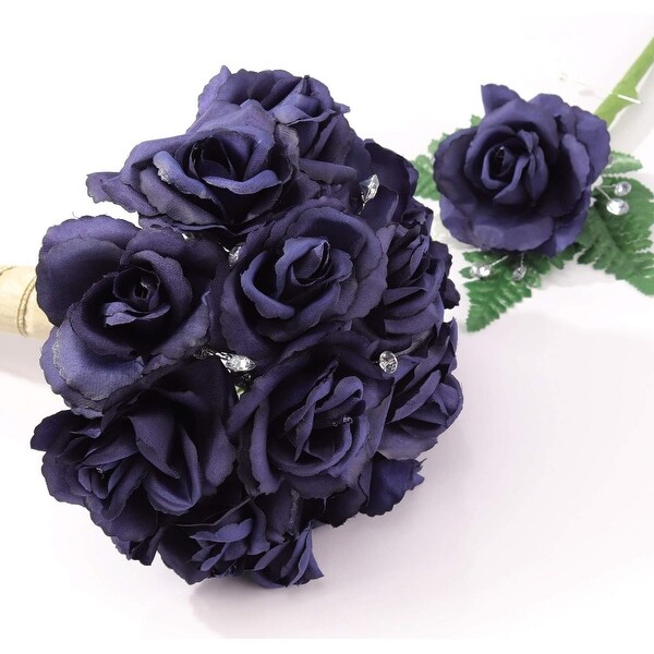 50Piece Set Detachable Navy Blue Rose Picks 3.5 Flower Heads