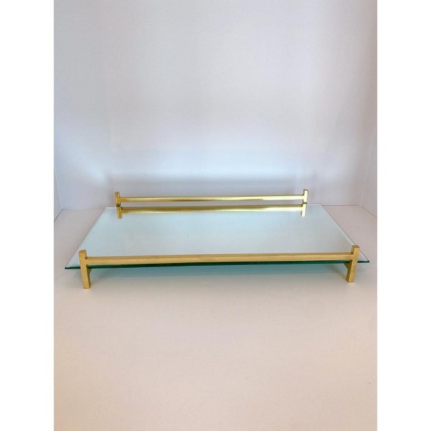 Classic Touch Oblong Mirror Tray With Gold Handles 15 75 quot l