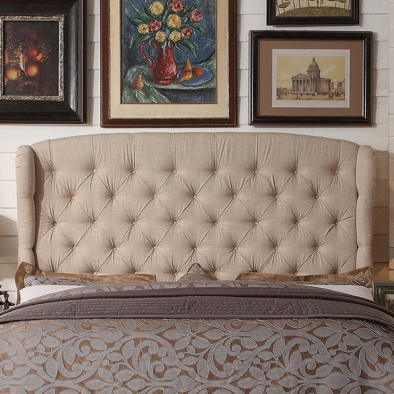 Moser Bay Furniture Feliciti Tufted with Wings Upholstery Headboard， Queen Size， Grey - - 10586561