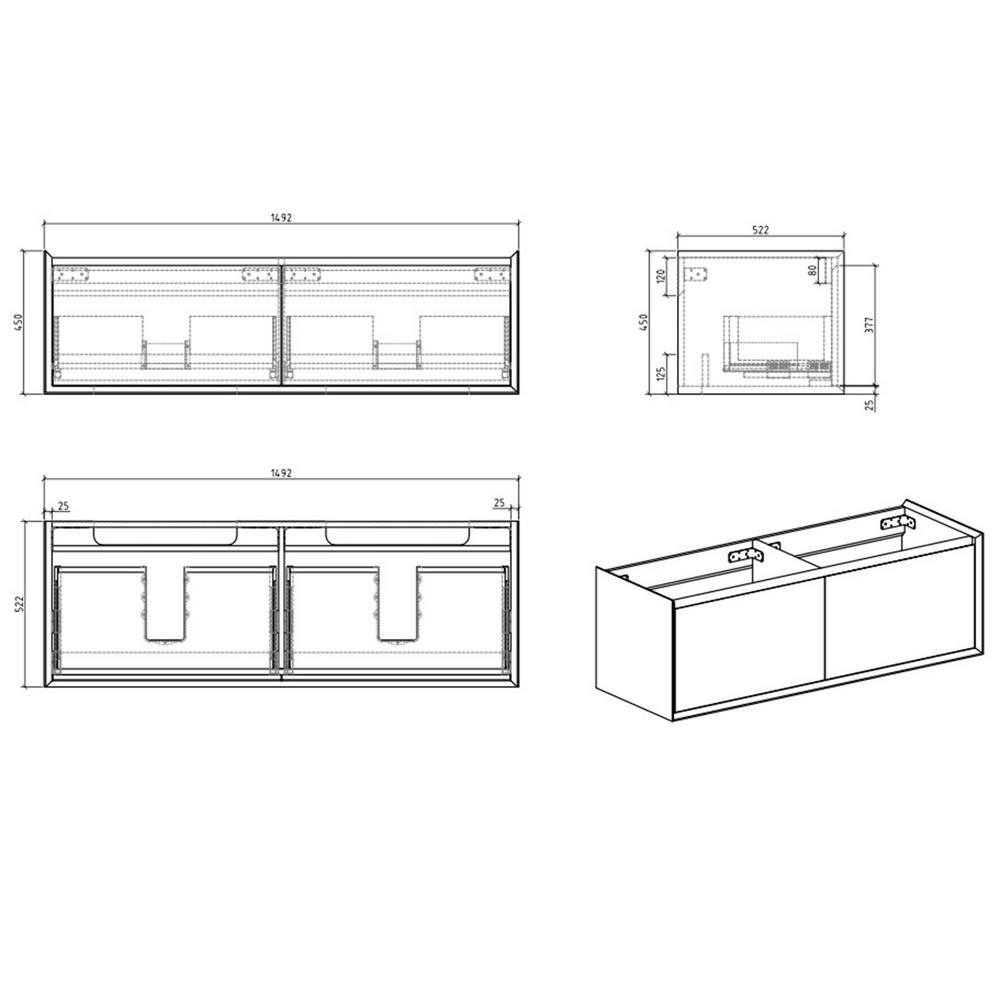 JimsMaison Elisa 60 in. W x 20.7 in. D x 18 in. H Wall-Mounted Bath Vanity in Green with Black Solid Surface Top and Double Sinks Elisa-60GRN