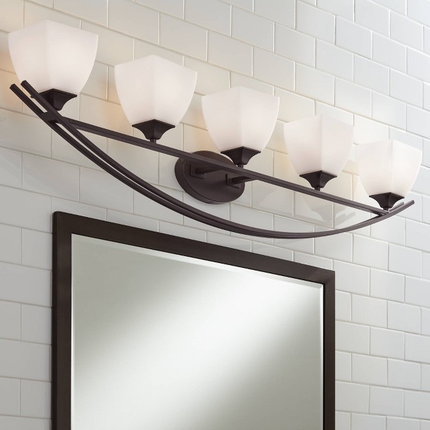 5 light Fixture White Glass Shade For Bedroom Bathroom Vanity